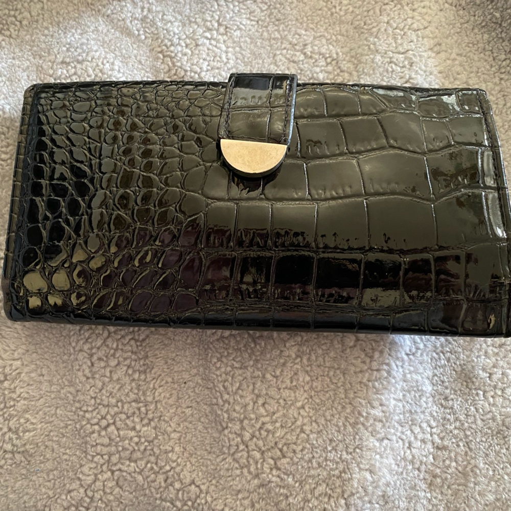 Black faux leather reptile style wallet